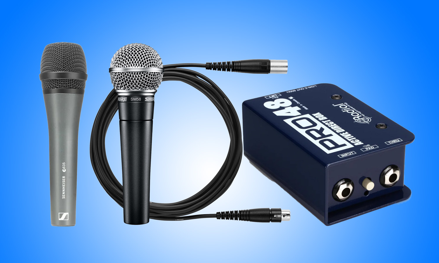 DI boxes, wired mics (Shure, Sennheiser, etc.) Rentals - JRW AVL